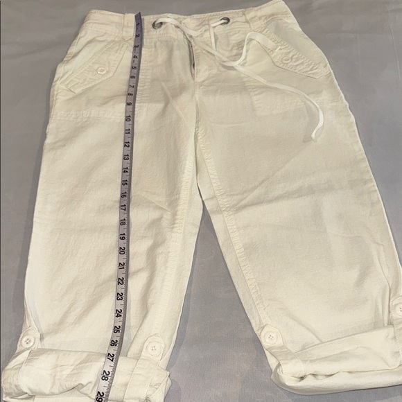 Lady Hathaway Pants Women's Wide Leg Cream Draw String Rolled Up Capris Sz 8x30 - Picture 10 of 12